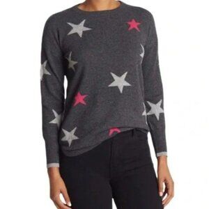 Philosophy Cashmere Heather Charcoal Star Print Sweater